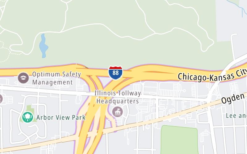 Static map of Veterans Memorial Tollway at I–88/Reagan Mem. Tollway