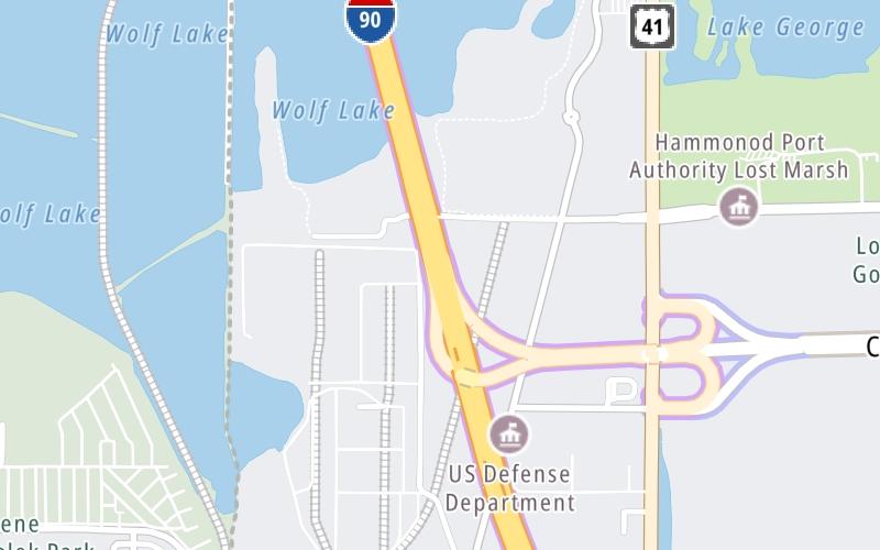 Static map of Indiana Toll Road at SR 912 East / Cline Avenue