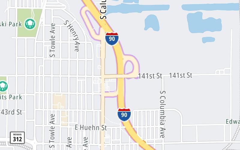 Static map of Indiana Toll Road at Calumet Ave / US 41 / 141st St