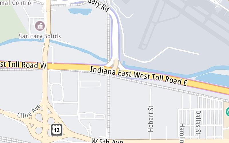 Static map of Indiana Toll Road at Cline Avenue