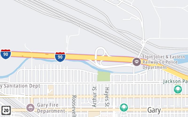 Static map of Indiana Toll Road at Grant St / Buchanan St