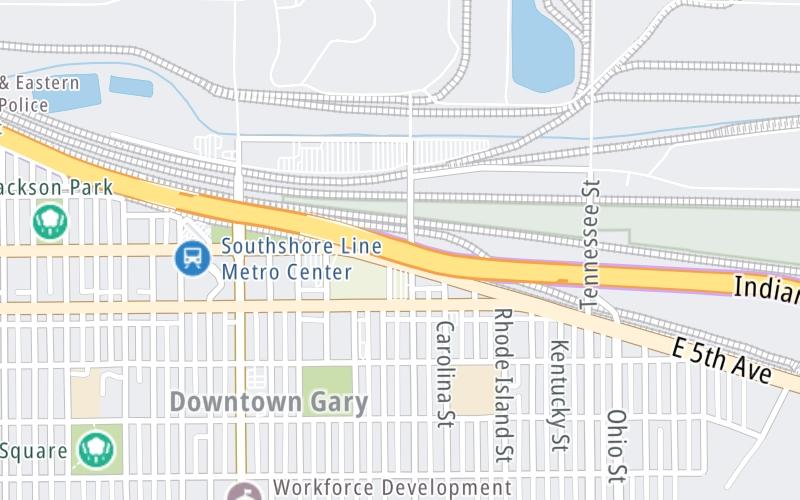 Static map of Indiana Toll Road at Broadway / US 12 / US 20