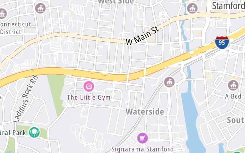 Static map of Connecticut Turnpike at West Avenue