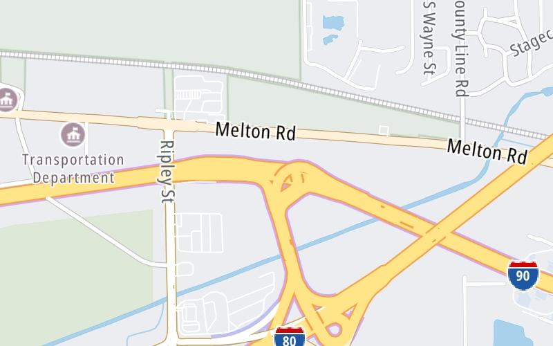 Static map of Indiana Toll Road at I–80 / I–94