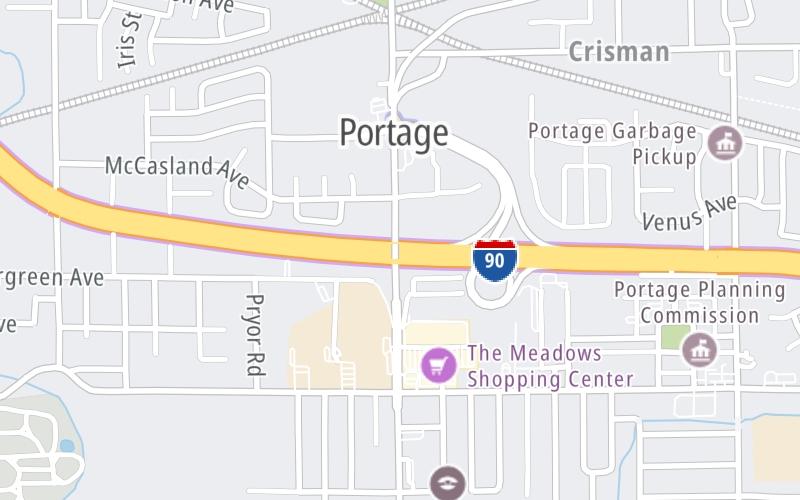 Static map of Indiana Toll Road at Willow Creek Rd