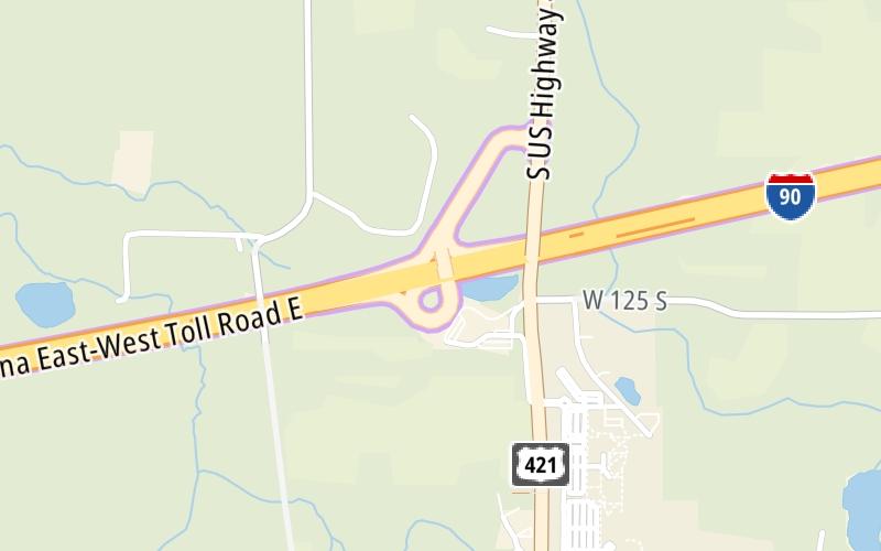 Static map of Indiana Toll Road at US 421