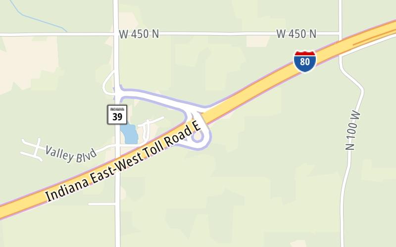 Static map of Indiana Toll Road at SR 39