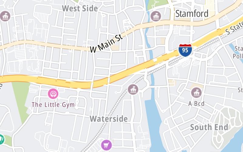 Static map of Connecticut Turnpike at Greenwich Avenue