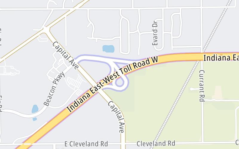 Static map of Indiana Toll Road at SR 23 / SR 331