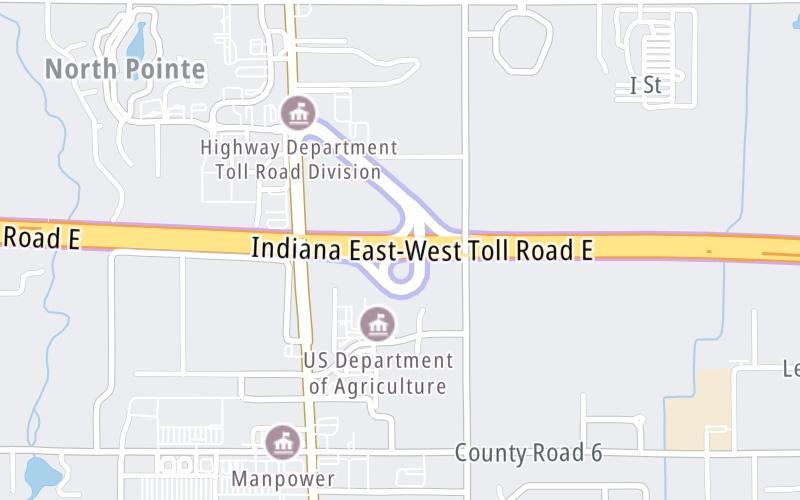 Static map of Indiana Toll Road at SR 19