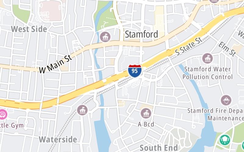 Static map of Connecticut Turnpike at Atlantic Street / Canal Street