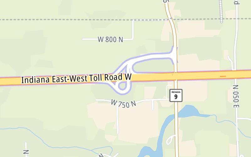 Static map of Indiana Toll Road at SR 9