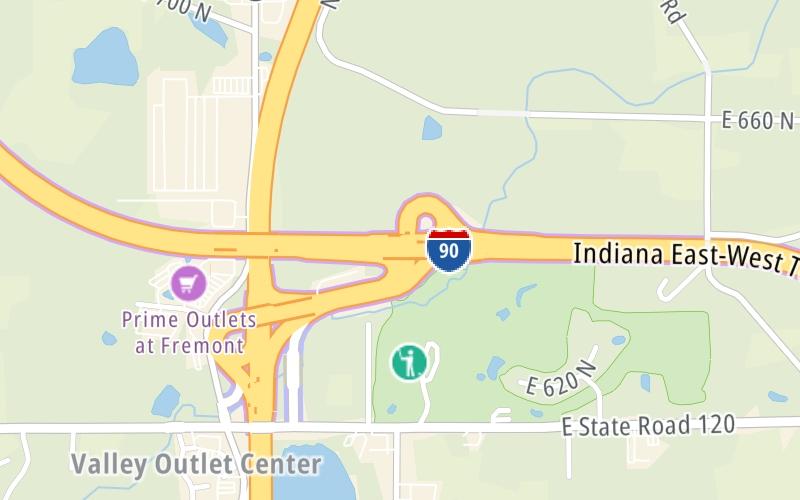 Static map of Indiana Toll Road at I–69 / US 27 / SR 120 / SR 127