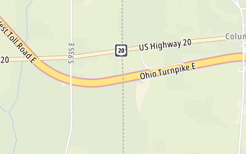 Static map of Indiana Toll Road at Ohio Turnpike