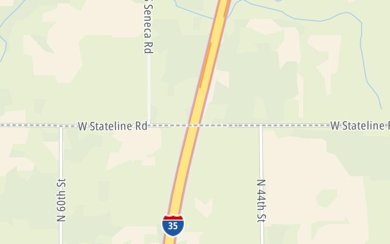 Static map of Kansas Turnpike at Oklahoma State Line