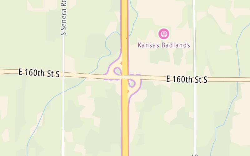 Static map of Kansas Turnpike at US 166 / US 81