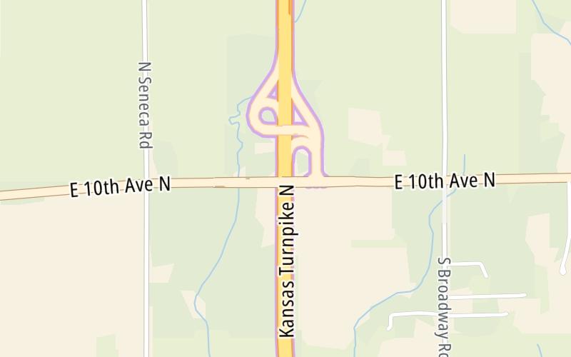 Static map of Kansas Turnpike at US 160