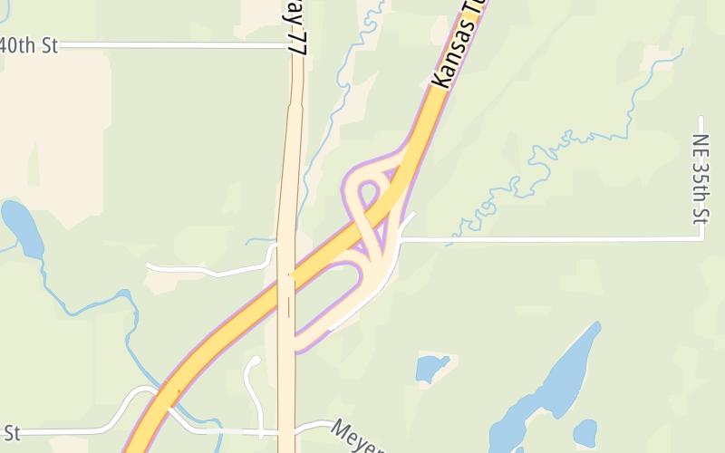 Static map of Kansas Turnpike at US 77