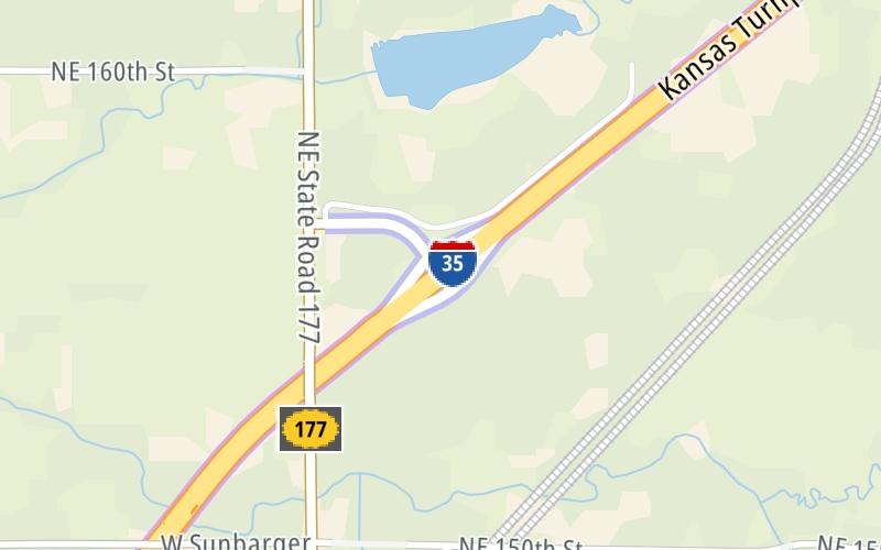 Static map of Kansas Turnpike at K177