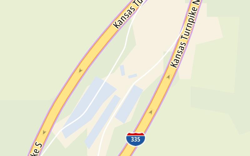 Static map of Kansas Turnpike at Emporia Service Area