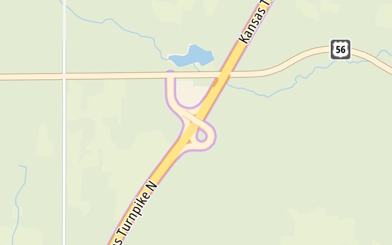 Static map of Kansas Turnpike at US 56