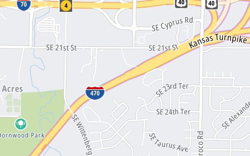 Static map of Kansas Turnpike at I-70 West / US 40 / K4