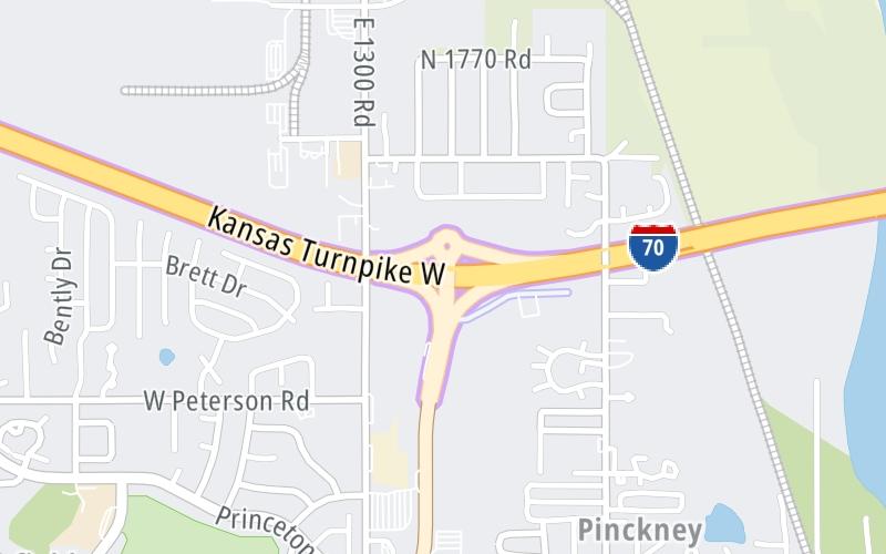 Static map of Kansas Turnpike at US 59 South