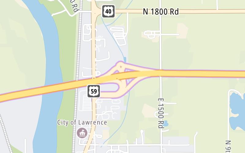 Static map of Kansas Turnpike at US 40 / US 59 / to US 24