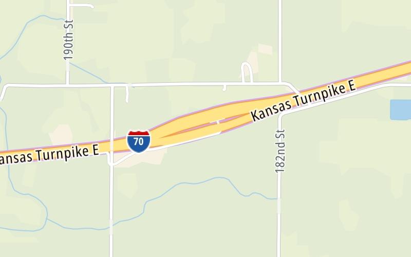 Static map of Kansas Turnpike at ORT Eastern Terminal Zone Gantry