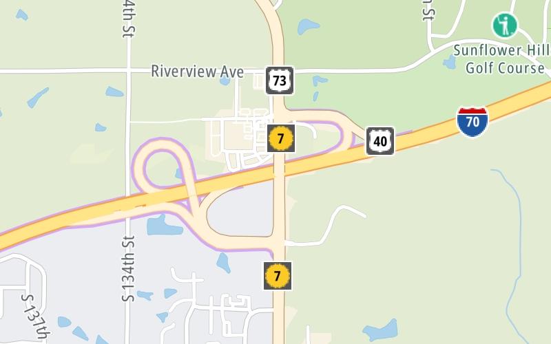 Static map of Kansas Turnpike at K7 S/K7 N