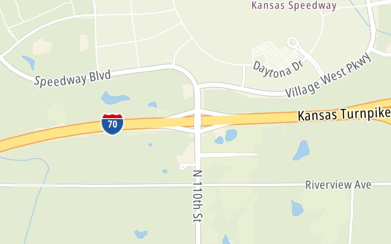 Static map of Kansas Turnpike at North 110th Street / Kansas Speedway