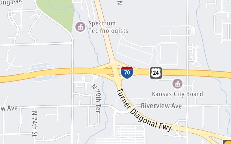 Static map of Kansas Turnpike at Turner Diagonal / College Parkway