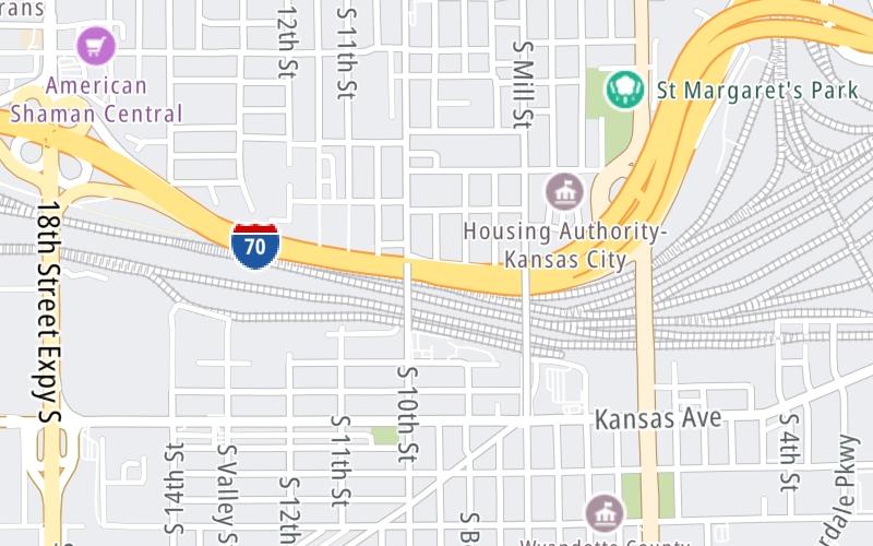 Static map of Kansas Turnpike at I-670