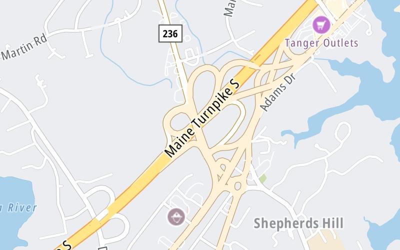 Static map of Maine Turnpike at South US 1 / ME 236