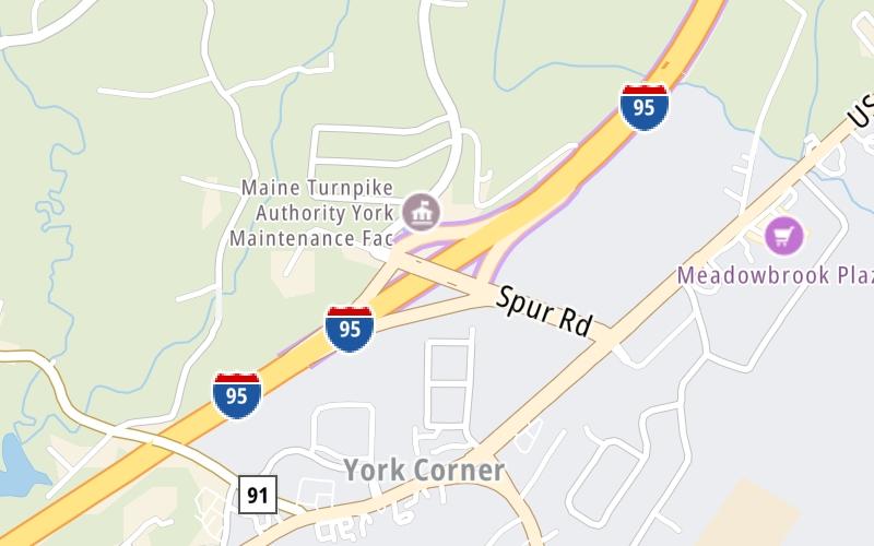 Static map of Maine Turnpike at US 1 / ME 91