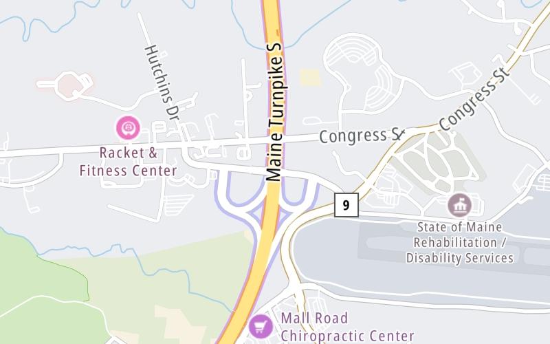 Static map of Maine Turnpike at Portland Int'l Jetport (PWI) / ME 22