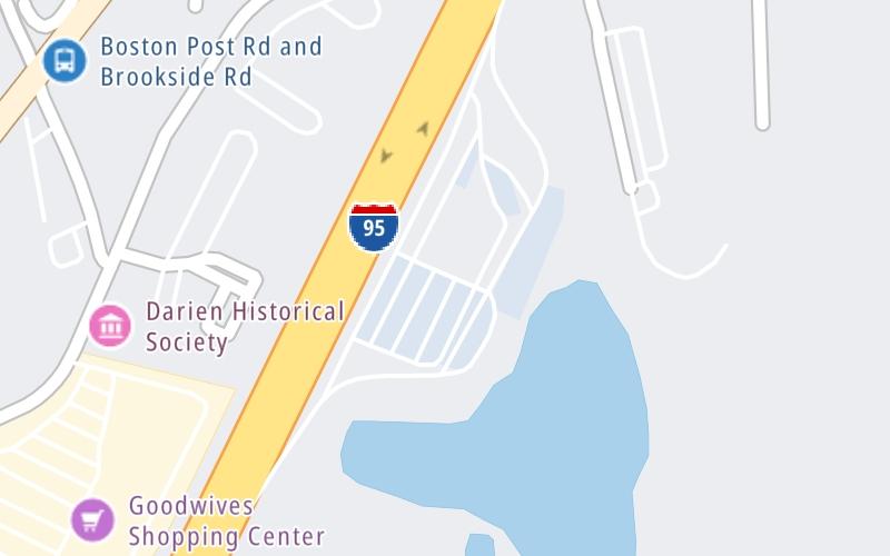 Static map of Connecticut Turnpike at Darien Northbound Service Plaza