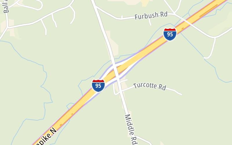 Static map of Maine Turnpike at ME 9/Middle Road