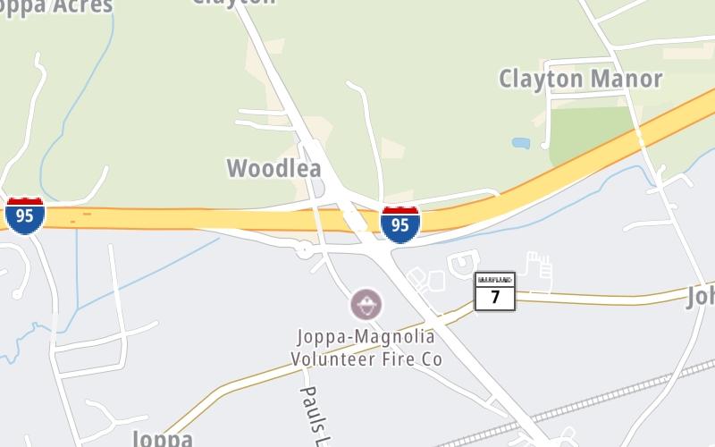 Static map of John F Kennedy Memorial Highway at MD 152 / Mountain Road