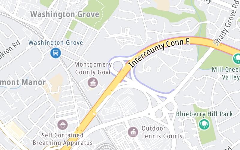 Static map of Intercounty Connector Md 200 at Shady Grove Rd / Metro Stn