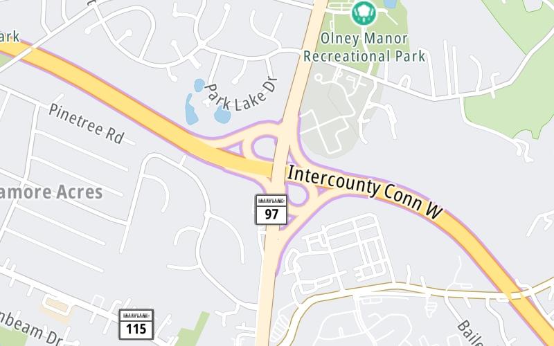 Static map of Intercounty Connector Md 200 at Georgia Avenue/MD 97