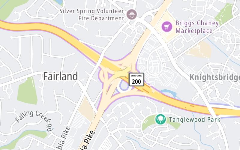 Static map of Intercounty Connector Md 200 at US 29/Columbia Pike