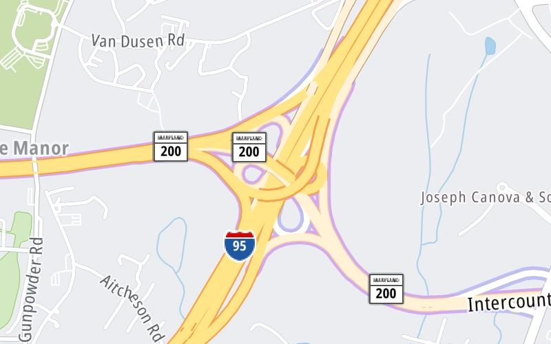 Static map of Intercounty Connector Md 200 at I–95