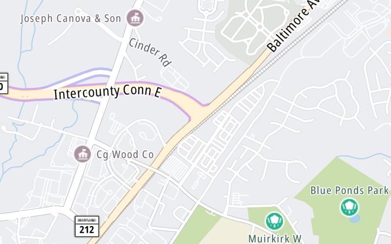 Static map of Intercounty Connector Md 200 at US Hwy 1/Baltimore Avenue