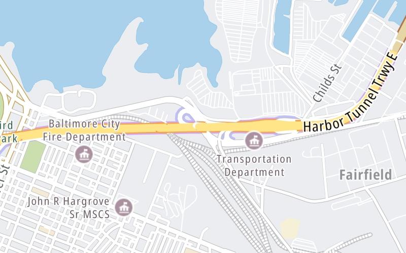 Static map of Baltimore Harbor Tunnel at Hanover Street / Shell Road