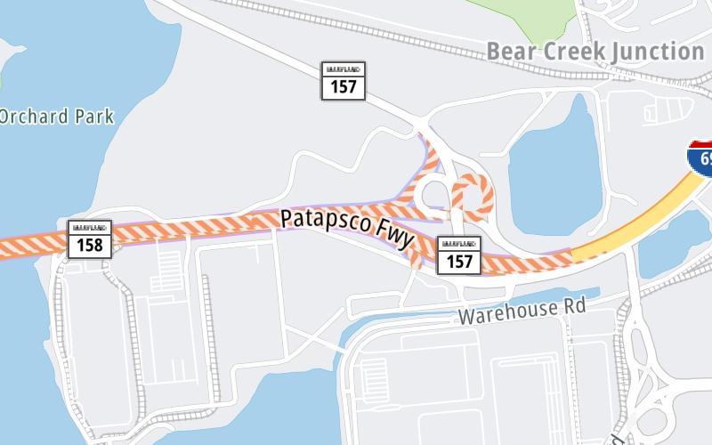 Static map of Francis Scott Key Bridge at Bethlehem Blvd / Peninsula Expressway