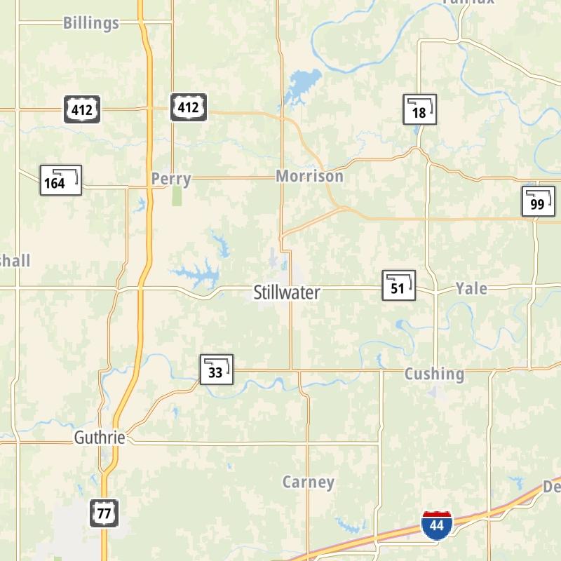 Static map of the Oklahoma State University area.