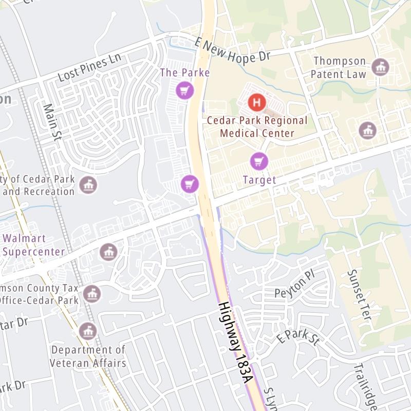 Static map a segment of the 183A Toll Road