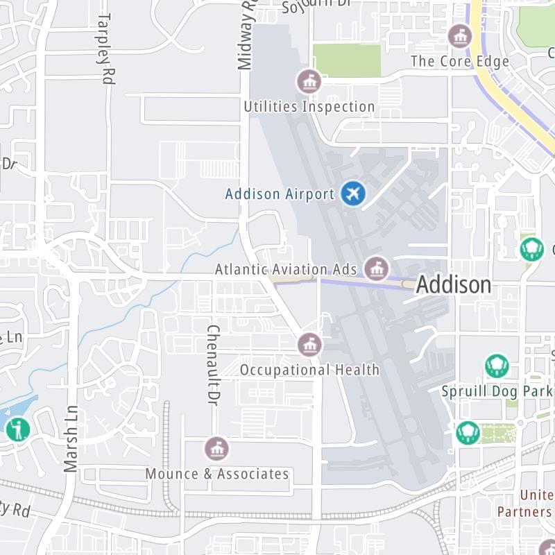 Addison Airport Toll Tunnel Map