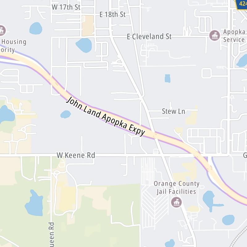 Static map a segment of the Apopka Expressway